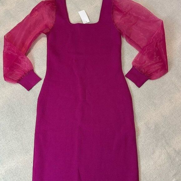 House of Harlow Pink Dress Size Small NWT Sheer Long Sleeve Cocktail Party - Picture 8 of 10